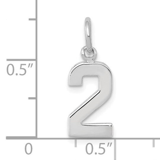 Colgante Número 2 en Oro Blanco de 14k Pulido