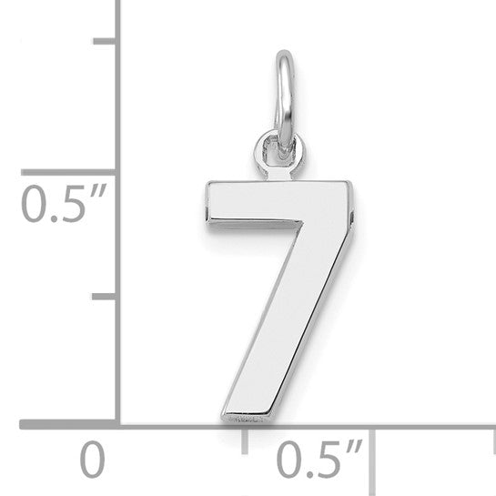 Colgante Número 7 en Oro Blanco de 14k Pulido