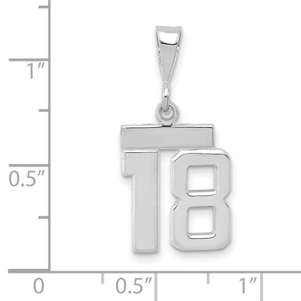 Colgante Número 18 en Oro Blanco de 14k