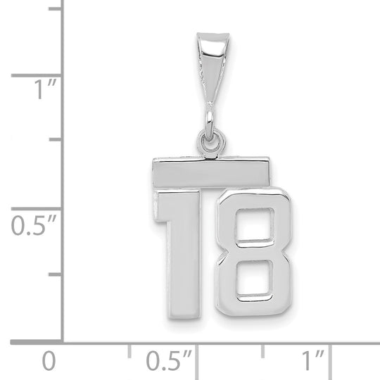 Colgante Número 18 en Oro Blanco de 14k