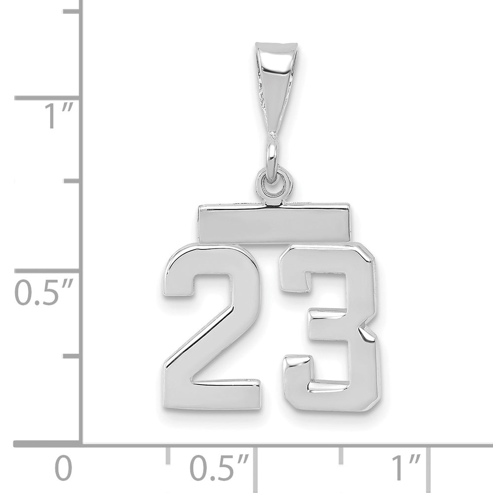 Dije Número 23 en Oro Blanco de 14k Pulido (Pequeño)