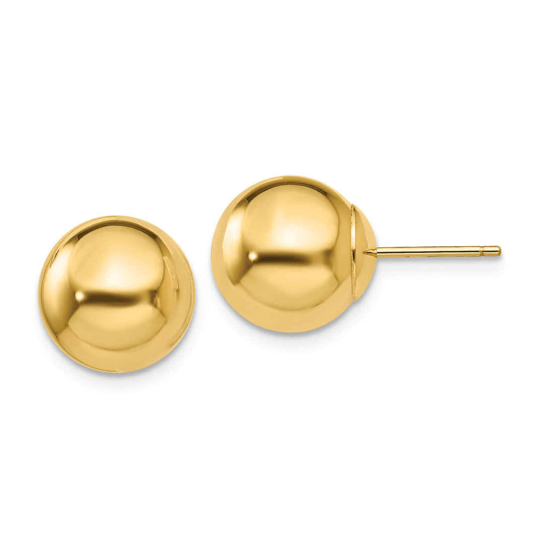 Pendientes de Post con Bola Pulida de 10 mm en Oro Amarillo de 14k