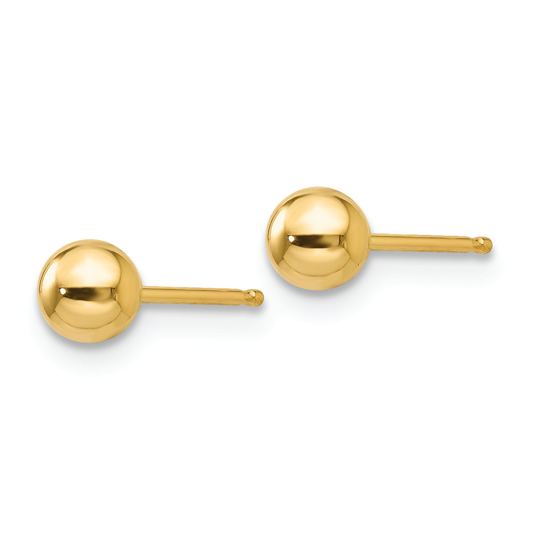 Pendientes de Post con Bola Pulida de 4 mm en Oro Amarillo de 14k