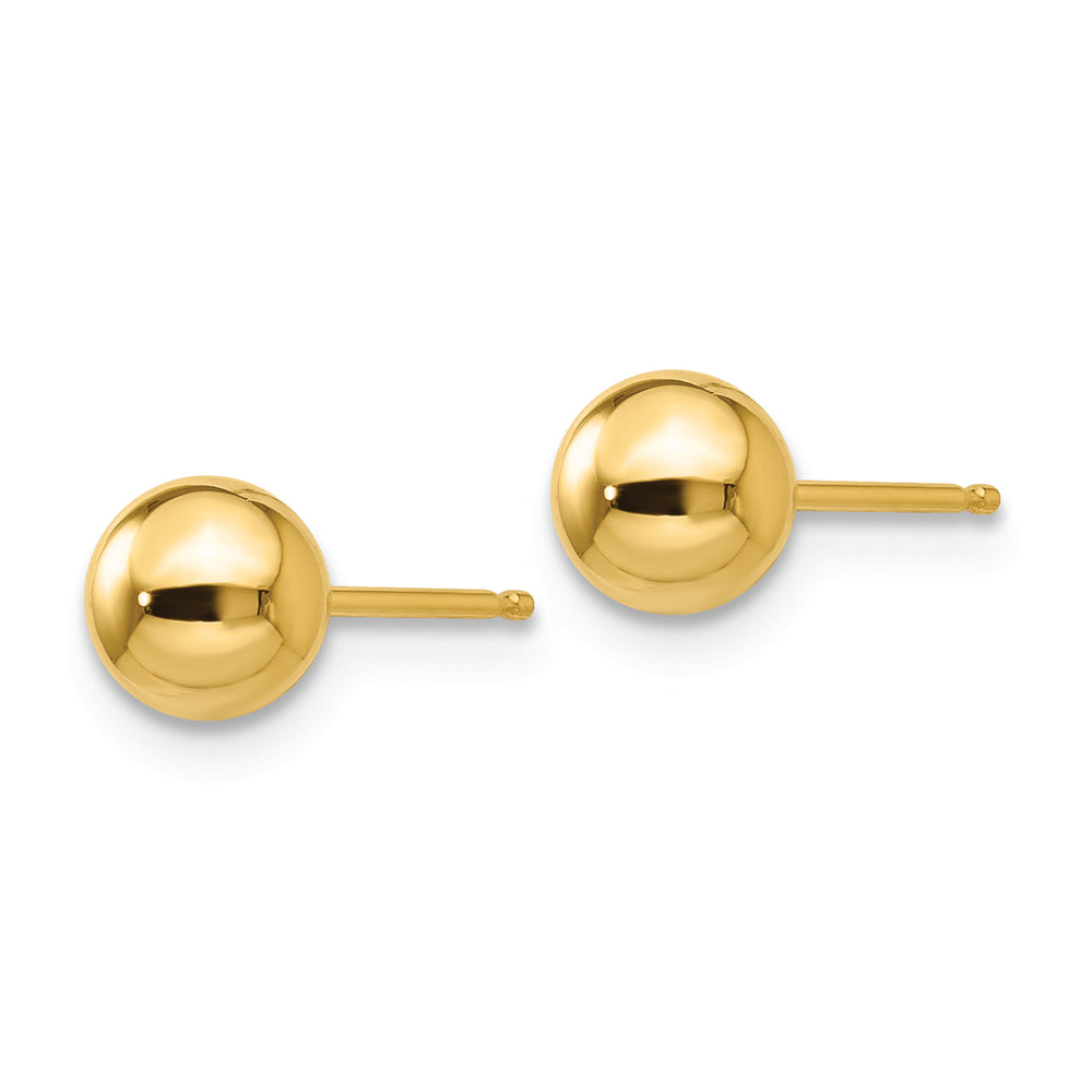 Pendientes de Post con Bola Pulida de 5 mm en Oro Amarillo de 14k