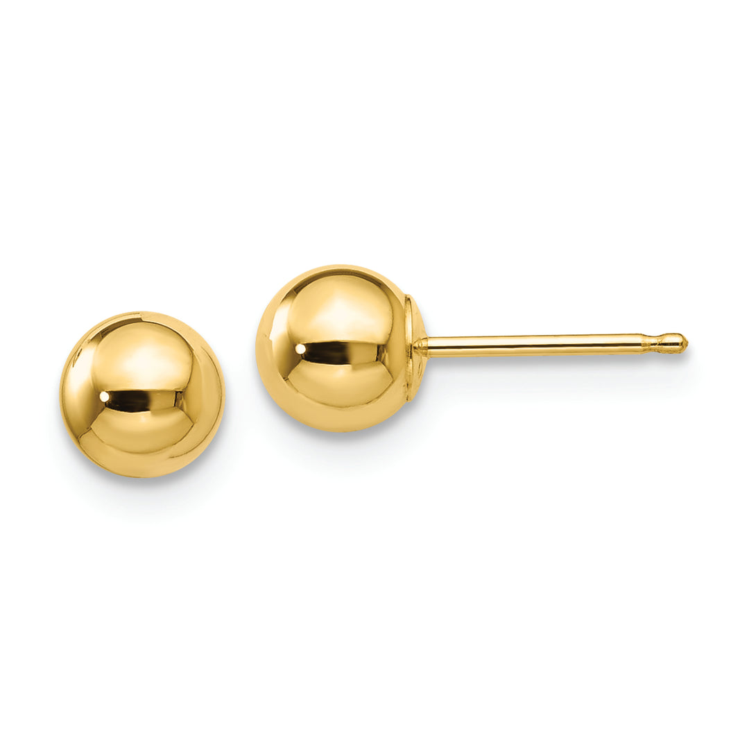 Pendientes de Post con Bola Pulida de 5 mm en Oro Amarillo de 14k