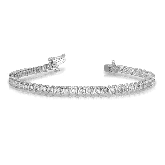 Pulsera Tennis de Diamantes en Oro Blanco 14K de 1.6mm