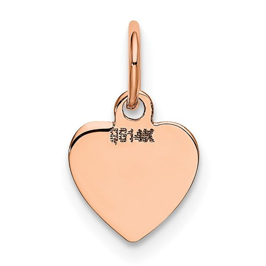 Colgante de Disco en Forma de Corazón Pulido de 14K en Oro Rosa