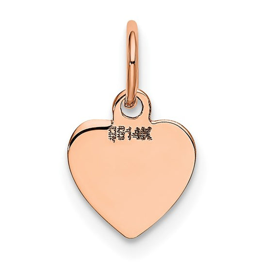 Colgante de Disco en Forma de Corazón Pulido de 14K en Oro Rosa