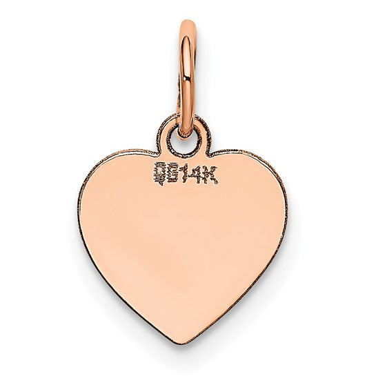 Colgante de Disco en Forma de Corazón de Oro Rosa Pulido 14K