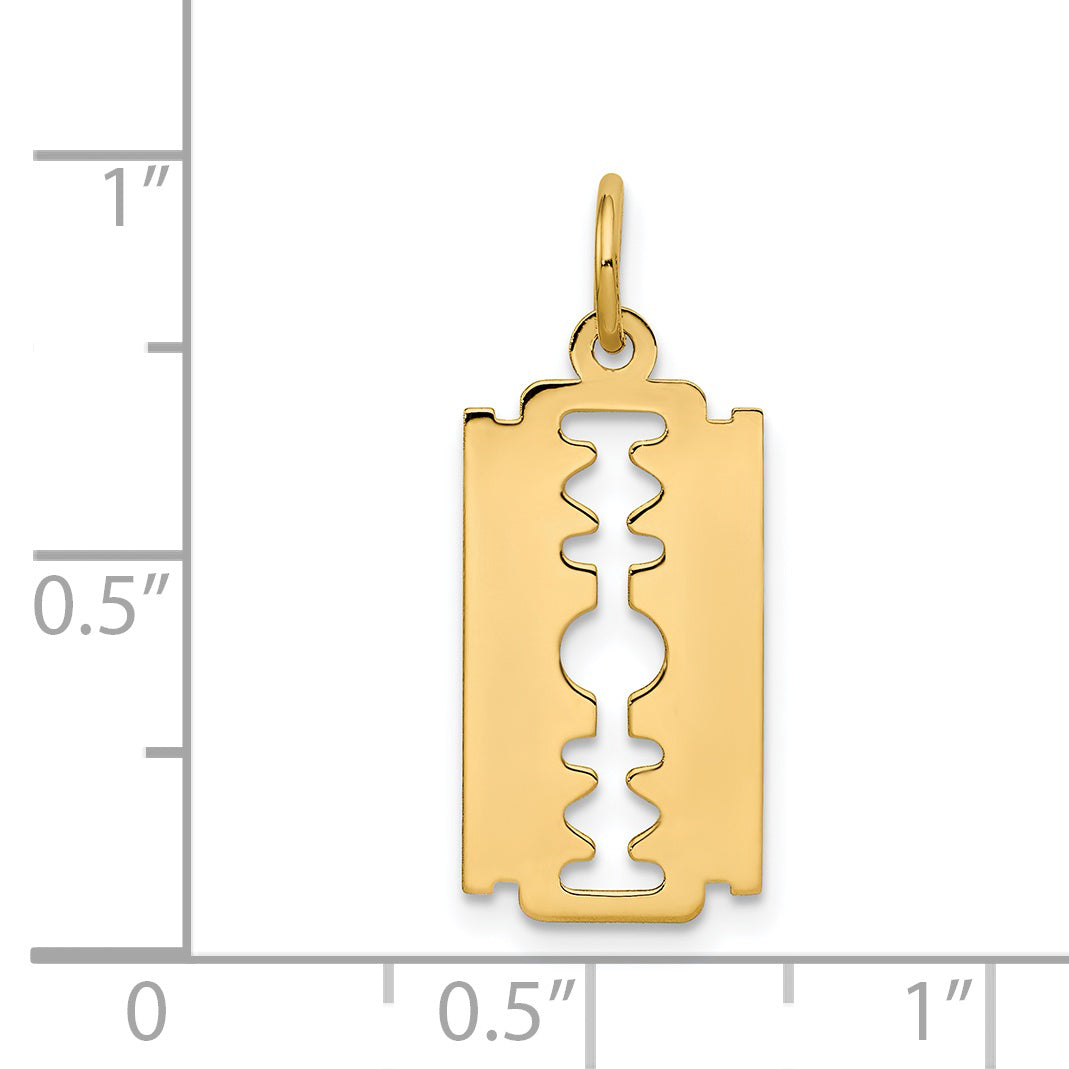 Dije de Cuchilla de Afeitar Pulida en Oro Amarillo de 14K