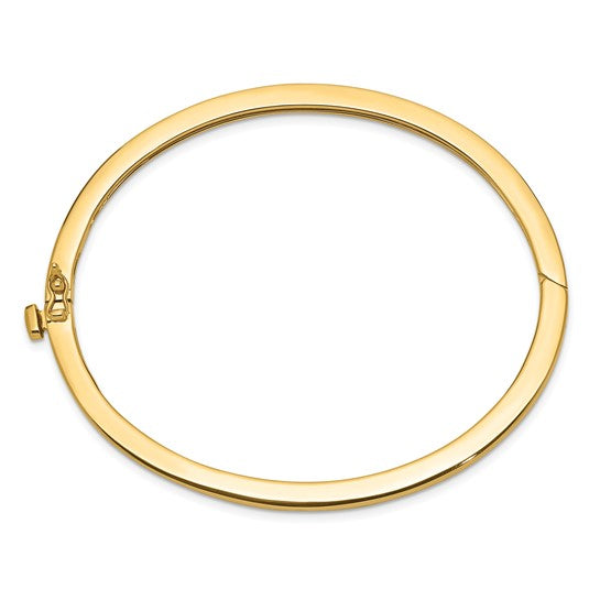 Pulsera Bangle Deslizable Sólida y Pulida con Bisagra de 2.5mm en Oro Amarillo de 14k