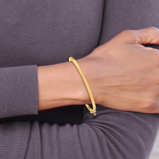 Pulsera Bangle Deslizable Sólida y Pulida con Bisagra de 2.5mm en Oro Amarillo de 14k