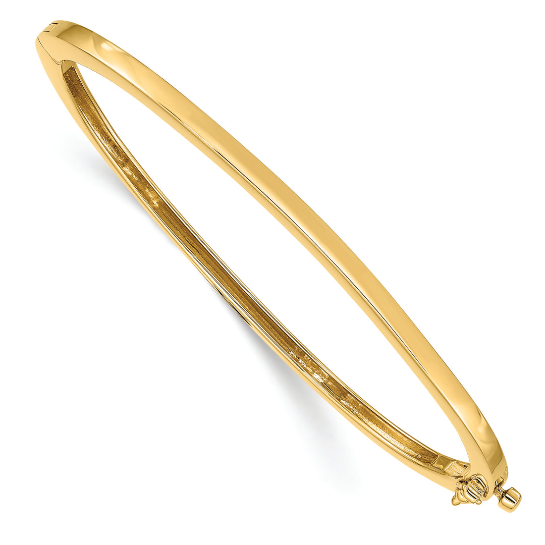 Pulsera Bangle Deslizable Sólida y Pulida con Bisagra de 2.5mm en Oro Amarillo de 14k