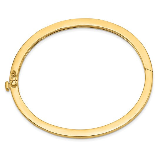 Pulsera Bangle de Oro Amarillo de 14k, 3.6mm, Sólida, Pulida con Bisagra