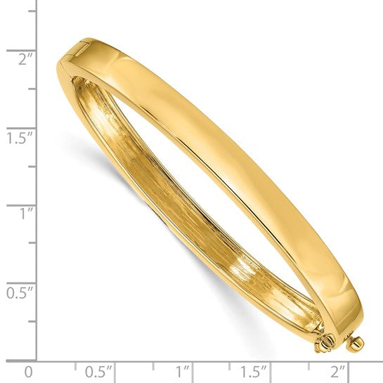 Brazalete con Bisagra en Oro Amarillo de 14K, Sólido y Pulido (6.3mm)