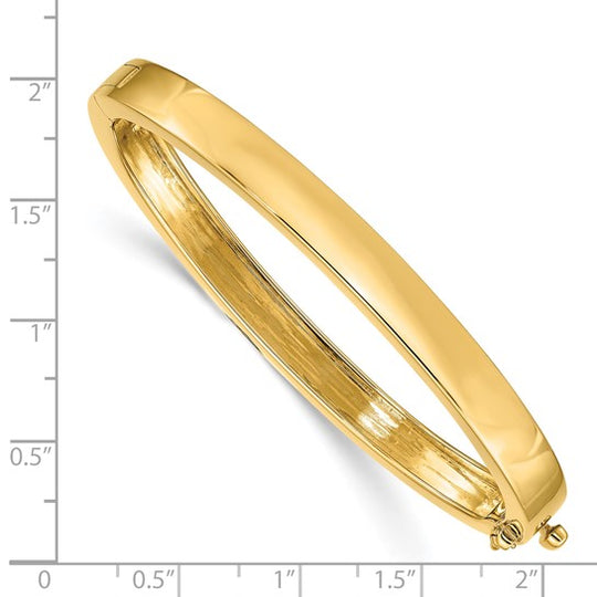 Brazalete con Bisagra en Oro Amarillo de 14K, Sólido y Pulido (6.3mm)