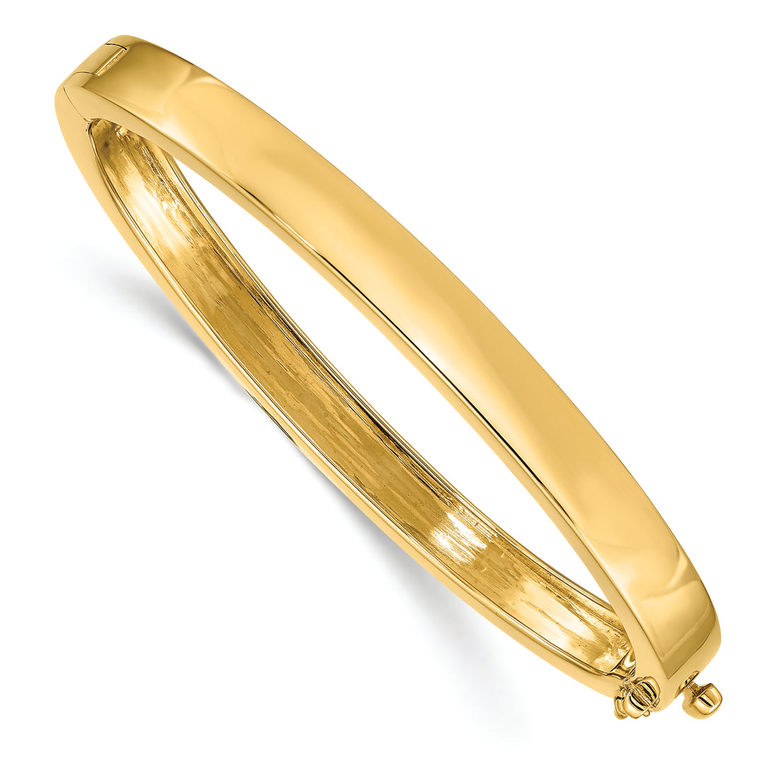 Brazalete con Bisagra en Oro Amarillo de 14K, Sólido y Pulido (6.3mm)