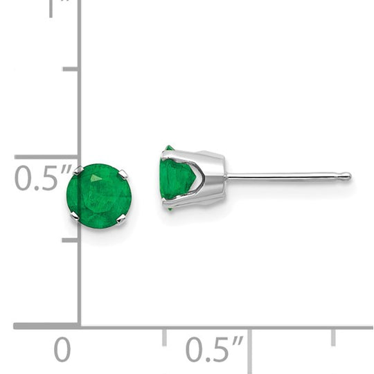 Pendientes de Esmeralda de Oro Blanco de 14k de 5 mm