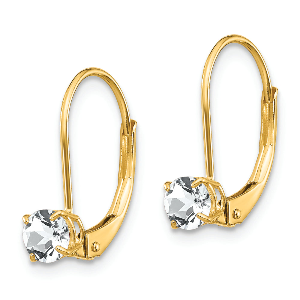 Pendientes de Oro Amarillo de 14k con Topacio Blanco - Abril