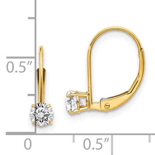 Pendientes de Oro Amarillo de 14k con Topacio Blanco - Abril