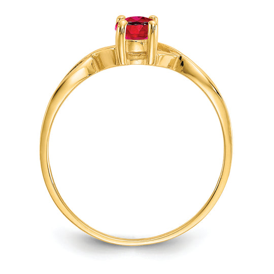 Anillo de Rubí con Piedra de Nacimiento en Oro Amarillo de 14k