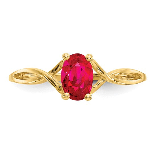 Anillo de Rubí con Piedra de Nacimiento en Oro Amarillo de 14k