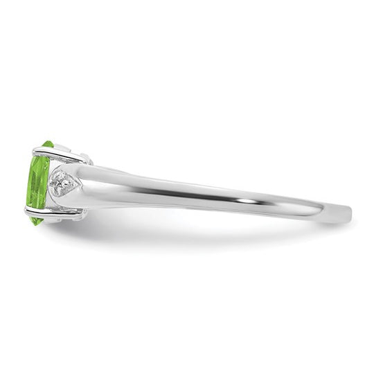 Anillo de Peridoto y Diamante en Oro Blanco de 14k