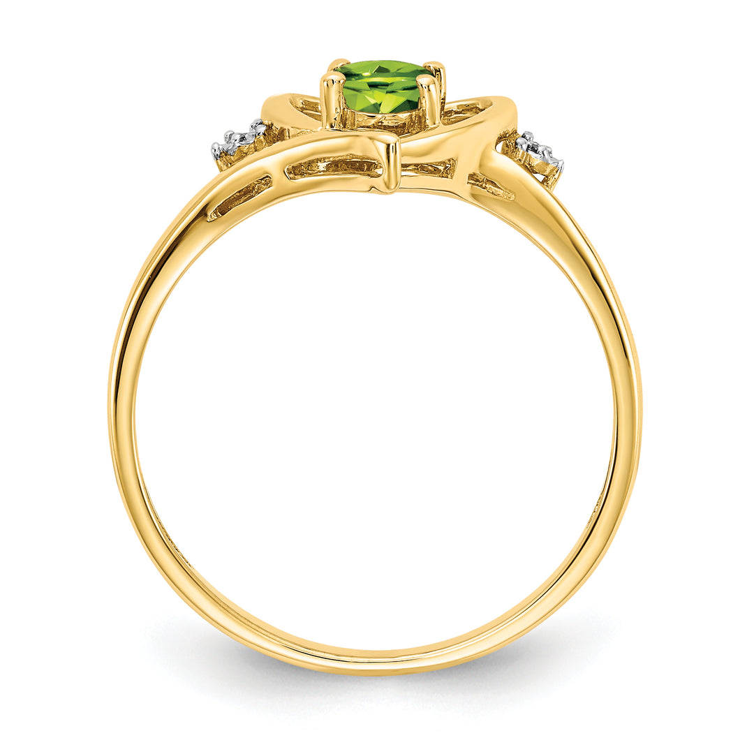 Anillo de Corazón con Peridoto y Diamantes de 14k