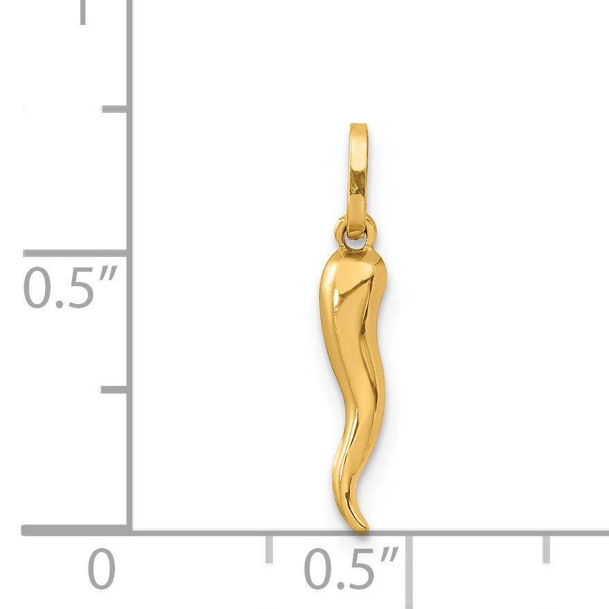 Dije Cuerno Italiano 3D en Oro 14K