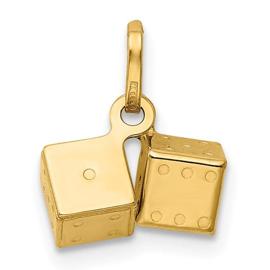 Dije de Dados en 3D en Oro Amarillo de 14K