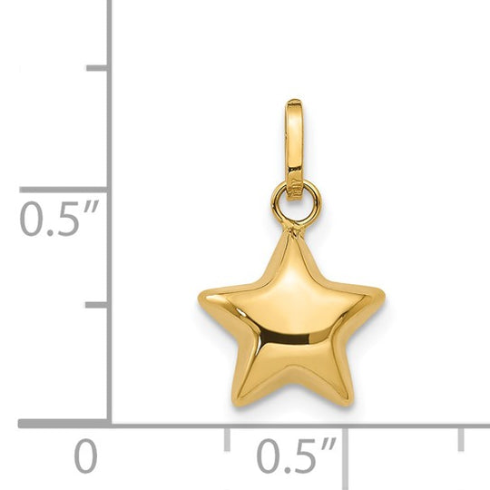 Colgante Estrella Pufada 3D en Oro Amarillo de 14K