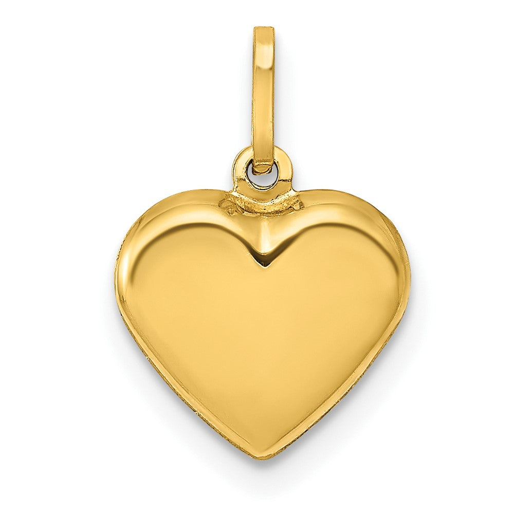 Dije de Corazón 3D Pufado Pulido en Oro Amarillo de 14K