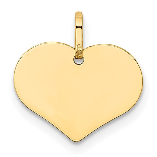 Dije en Forma de Disco de Corazón Pulido en Oro Amarillo de 14K