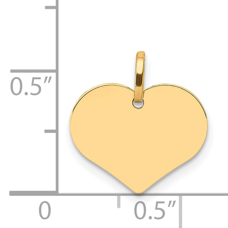 Dije en Forma de Disco de Corazón Pulido en Oro Amarillo de 14K