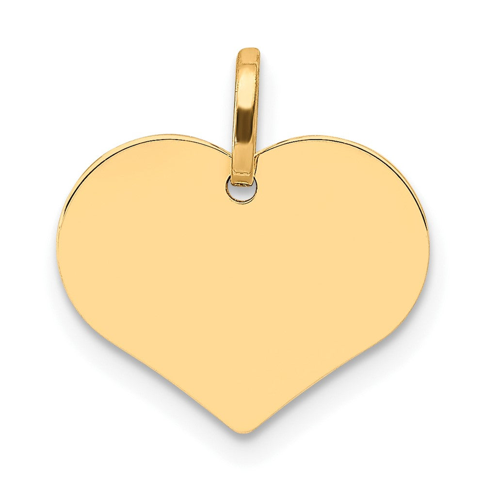 Dije en Forma de Disco de Corazón Pulido en Oro Amarillo de 14K