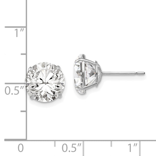 Pendientes de Estudio Redondos de CZ de 9 mm en Oro Blanco de 14k