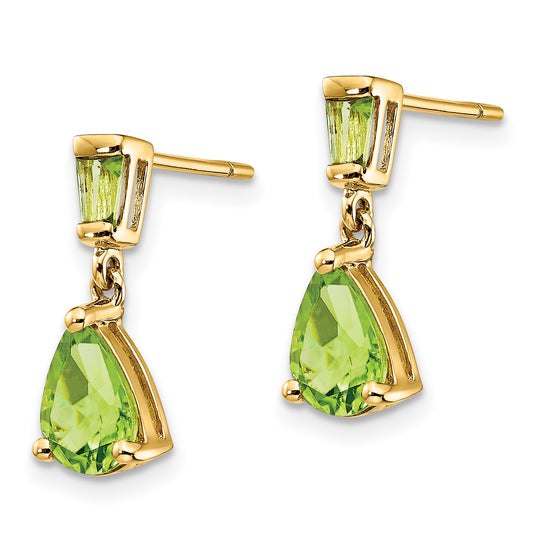 Pendientes Colgantes de Peridoto en Oro de 14k