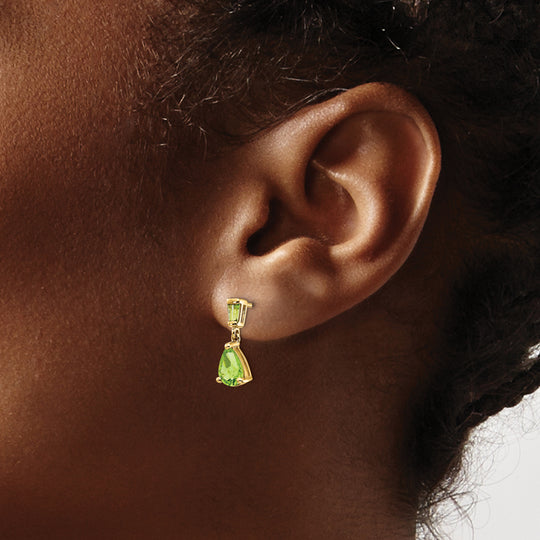 Pendientes Colgantes de Peridoto en Oro de 14k