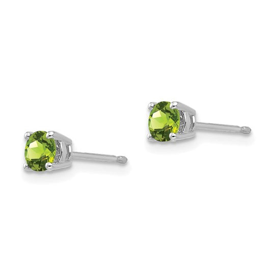 Aretes de Peridoto de 4 mm en Oro Blanco de 14k