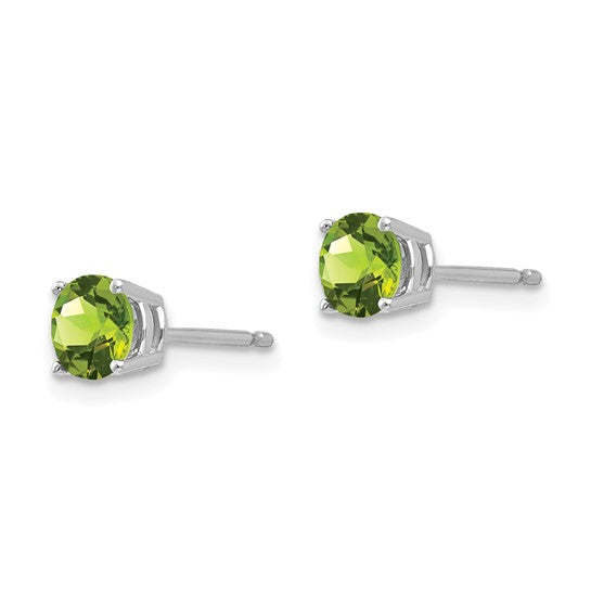 Aretes de Peridoto de 5 mm en Oro Blanco de 14k