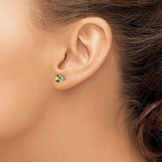 Aretes de Peridoto de 5 mm en Oro Blanco de 14k