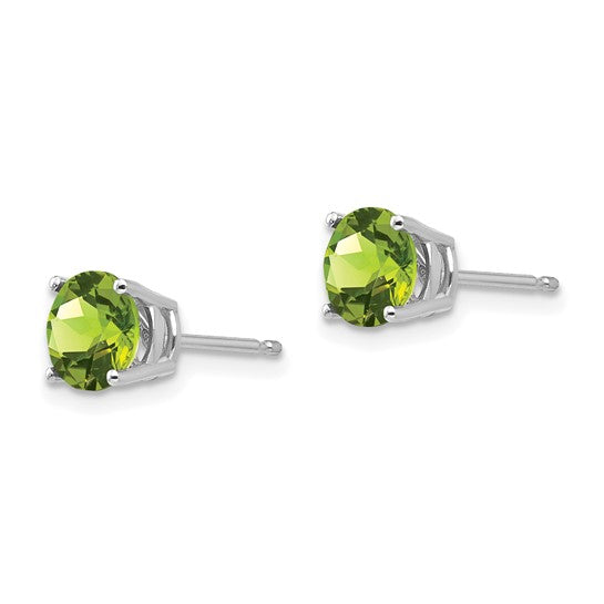 Aretes de Peridoto de 6 mm en Oro Blanco de 14k