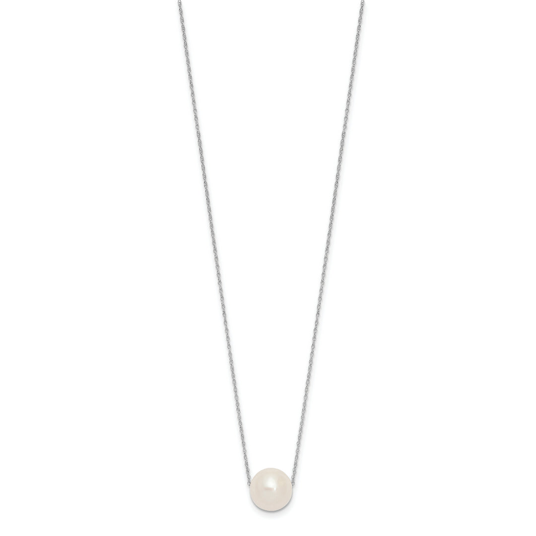 Collar de Perlas de Agua Dulce Semirredondas en Oro Blanco de 14K, 17 pulgadas