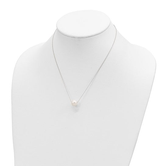 Collar de Perlas de Agua Dulce Semirredondas en Oro Blanco de 14K, 17 pulgadas