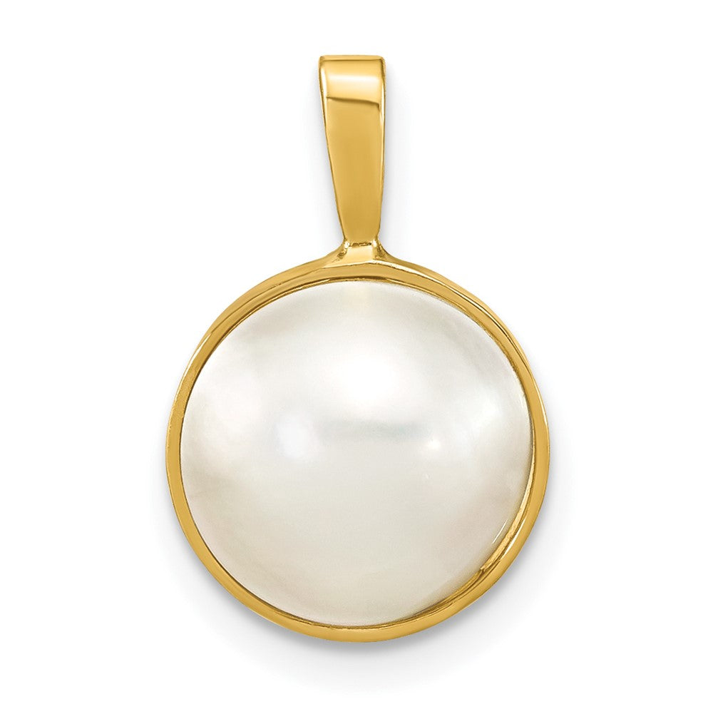 Colgante de Perla Mabe de Agua Salada Blanca de 10-11 mm en Oro Amarillo de 14k