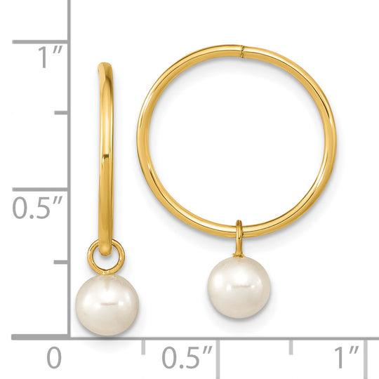 Aretes de Aro con Perlas Cultivadas de Agua Dulce de 5-6 mm en Oro Amarillo de 14k