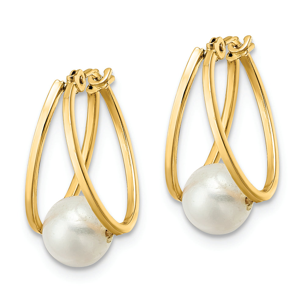 Aretes de Aro con Perlas Cultivadas de Agua Dulce en Oro Amarillo de 14k Pulido