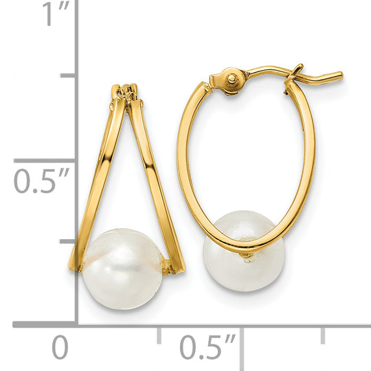 Aretes de Aro con Perlas Cultivadas de Agua Dulce en Oro Amarillo de 14k Pulido