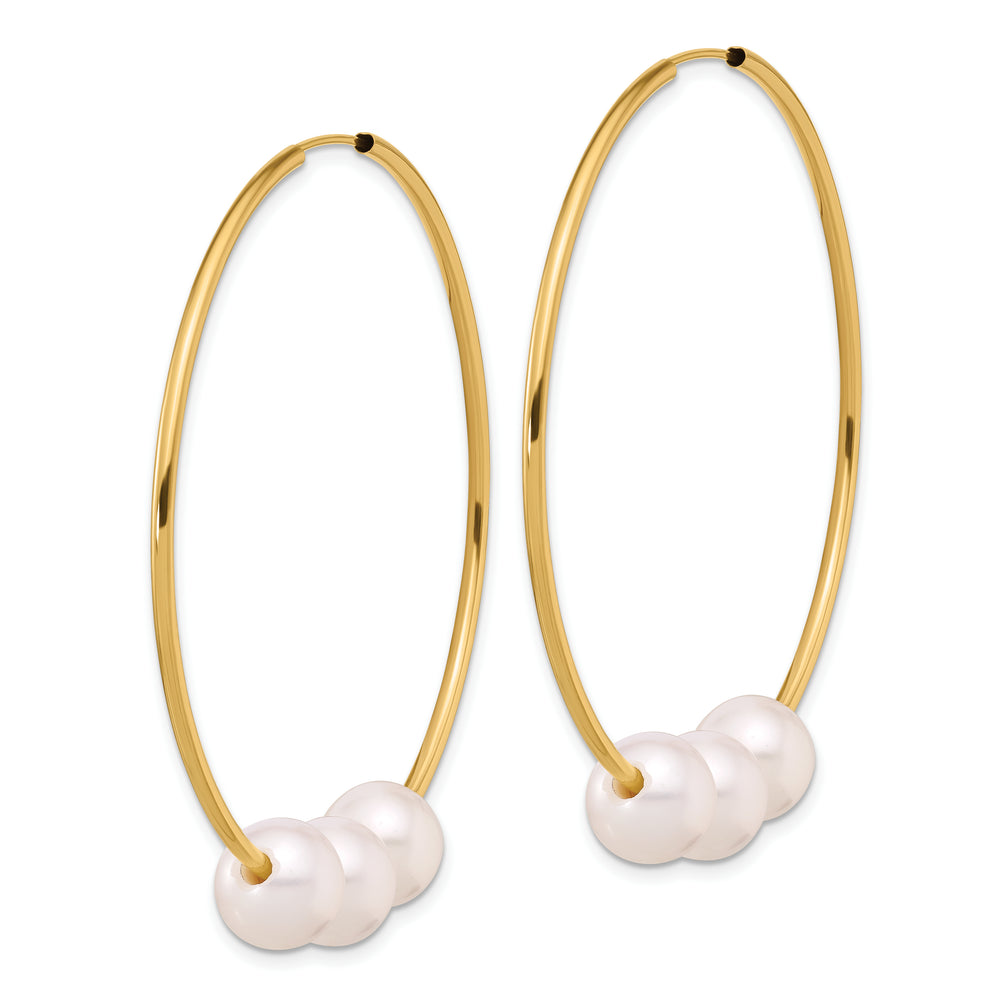 Aretes de Aro Infinity con Perlas Cultivadas de Agua Dulce de 8-9 mm en Oro Amarillo de 14k