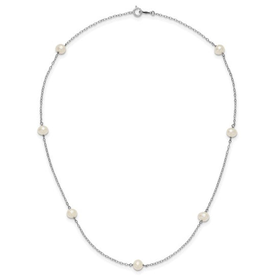 Collar de Perlas Cultivadas de Agua Dulce en Oro Blanco de 14k